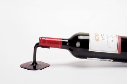 Spilled Wine Bottle Holder Set of 2 (Red & White) - Funny Novelty Wine Rack & Hostess Gift, Realistic Optical-Illusion Tabletop Wine Decor for Kitchen, Bar Cart & Dining Room