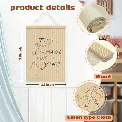 STHTTSW Playroom Poster Decor Wall,This Room Is Made For Playing Poster, Playroom Wall Art & Hanging Sign, Kids Room Nursery Playroom Art Decor, 12x16 Inch