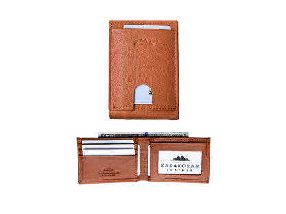 KARAKORAM LEATHER Slim BiFold Wallet for Men | Premium Cowhide Leather | Artisan Made | RFID Blocking | 12-14 Cards with 2 Quick Access Slots | Front Pocket Everyday Carry (Sandstone Tan)