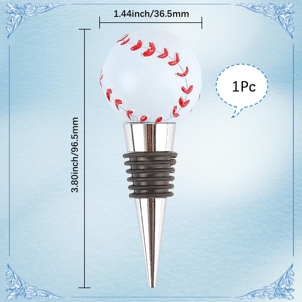 GORGECRAFT Baseball Bottle Stopper Sport Ball Resin Silver Metal Reusable Wine Champagne Beverage Glass Toppers Pump Decor for Men Women Holiday Housewarming Christmas Halloween Wedding Party