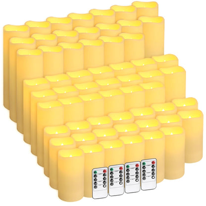 fclayvts 60-Pack LED Flameless Candles with Remote Control - Perfect for Parties, and Special Occasions (Three Sizes)