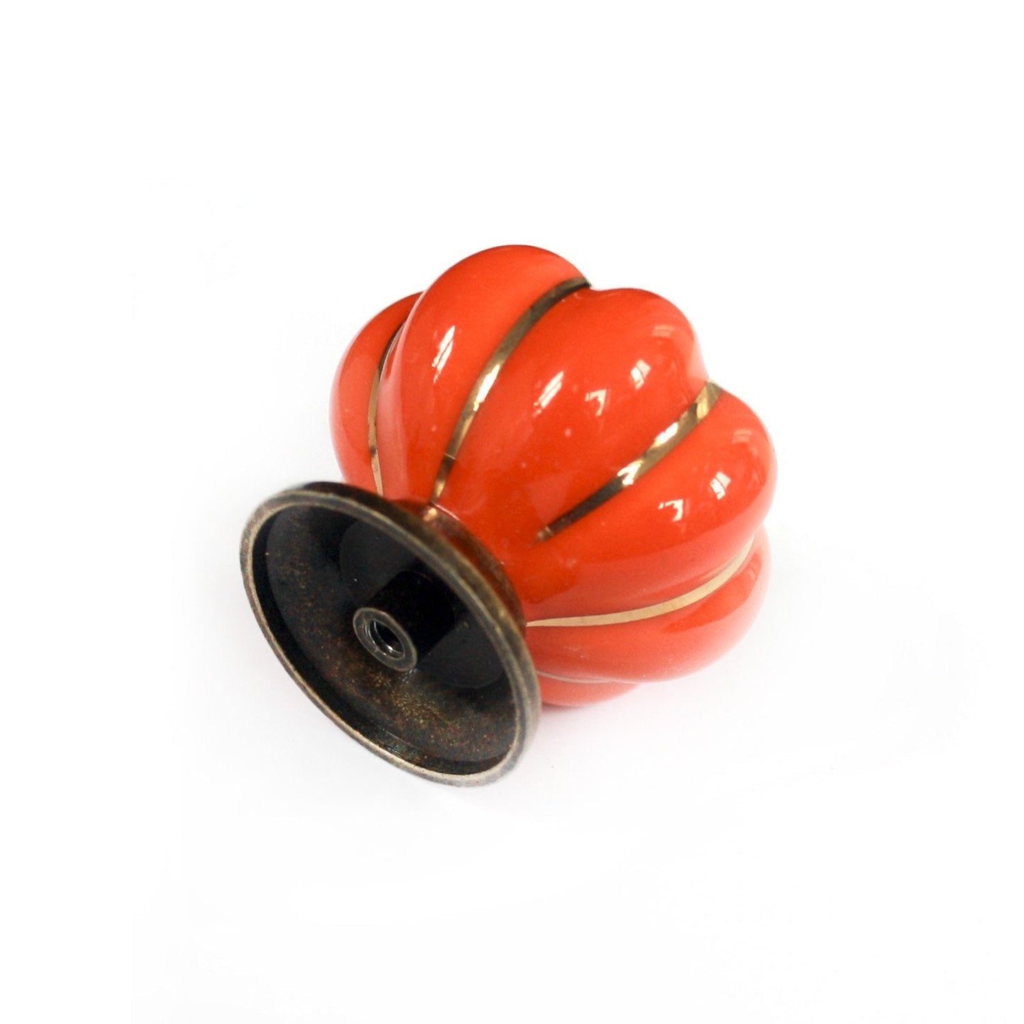 HUAMULAN 8PCS Ceramic Cabinet Knobs Pumpkin Drawer Door Cupboard Dresser Pull Handles for Kitchen Kids Child Room Wardrobe Closet