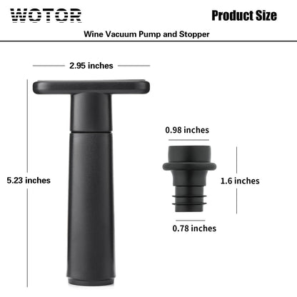 WOTOR Wine Saver Vacuum Pump with 20 Stoppers, Wine Stopper & Preserver, Reusable Bottle Sealer Keeps Fresh, Ideal Accessories Gift (Flat Handle)