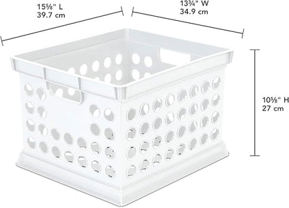 Sterilite Stackable Plastic Storage Crate Bin Organizer File Box with Handles for Home, Office, Dorm, Garage, or Utility Organization, White, 6-Pack