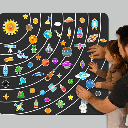 BEUNITONE Solar System Felt Story Board Set 55 Pcs Large Outer Space Universe Storytelling Space Planet Pieces for Felt Flannel Board Preschool Craft Early Learning Interactive Play Kit