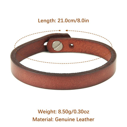 HZMAN Adjustable Handmade Leather Cuff Bracelet Steampunk Style Minimalist Leather Wristband (Brown)