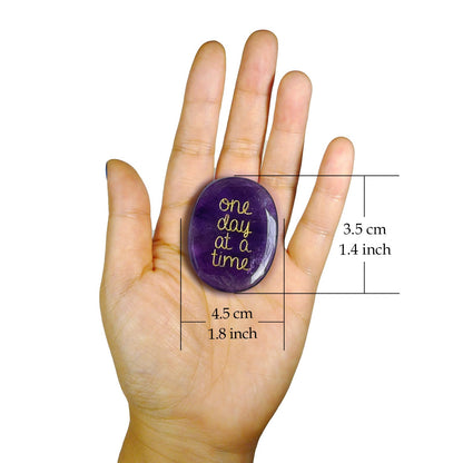 SOLACIEL Nature Amethyst Healing Crystal One Day at A Time, Inspirational Thinking of You Gifts for Women Men