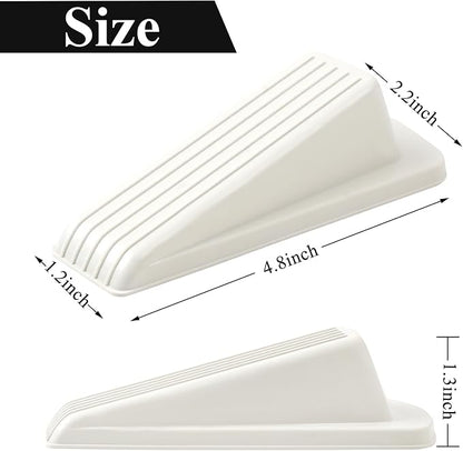 4 Pack Door Stoppers for Bottom of Door, White 4.8x2.2x1.3in Door Stops, Rubber Door Stopper Wedge, Sturdy Stackable Door Stops for Floor