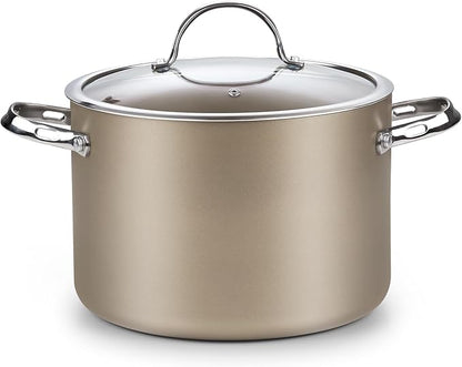 Cooks Standard Classic 8-Quart Stock Pot Dutch Oven Casserole with Glass Lid, Hard Anodized Nonstick Stockpot, Induction Compatible, Bronze