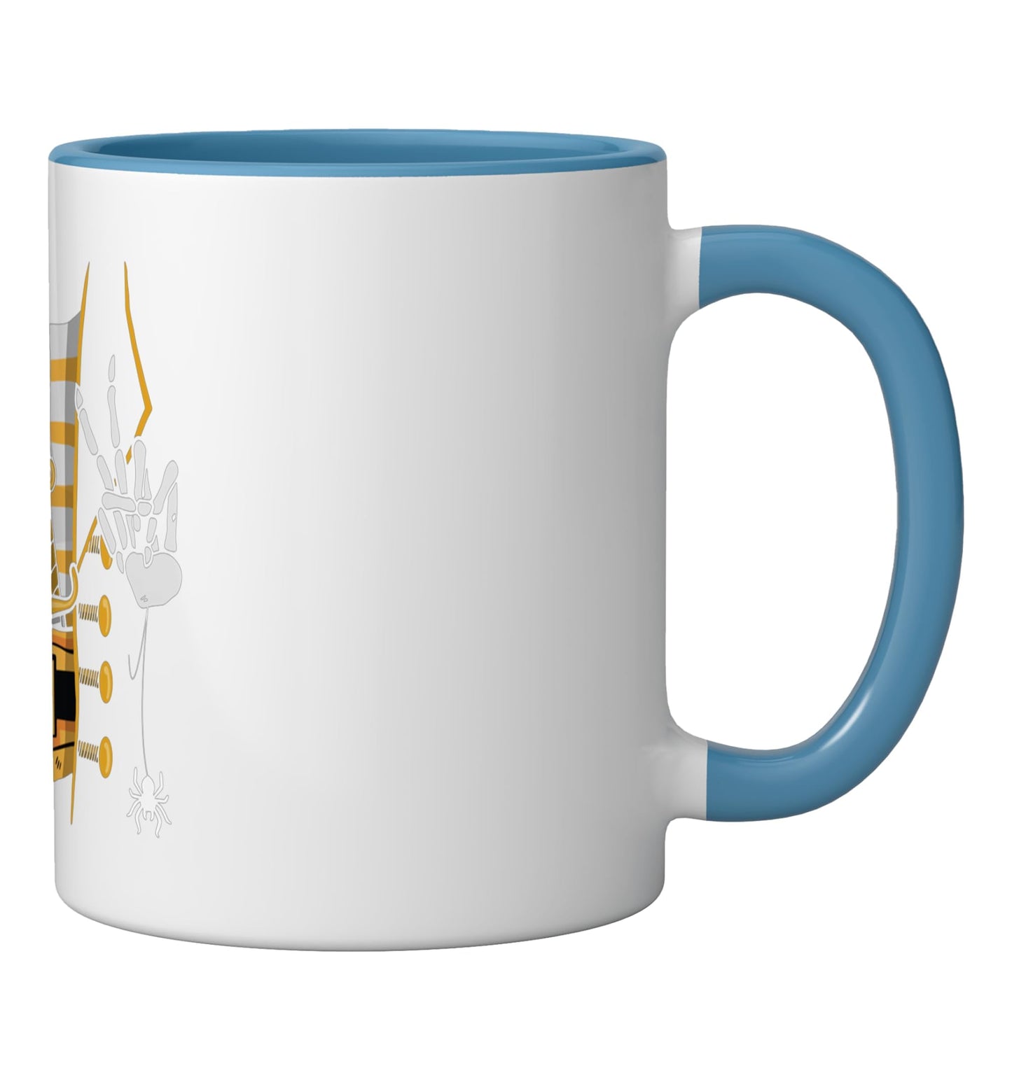 Skeleton Tuxedo Rib Cage Halloween Costume Ghoulish Funny Ceramic Mug, Blue/White