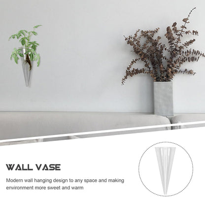 GOOHOCHY Hanging Wall Vase Glass Planter Hydroponic Flower Bottle Cone Shape Clear Glass Plant Holder for Home Office Balcony Indoor Decoration