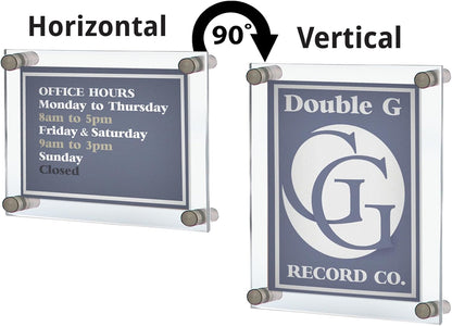 Azar Displays 105511 8.5" x 5.5" Standoff Sign Holder (Overall Size 12.5" x 9.5"), Silver