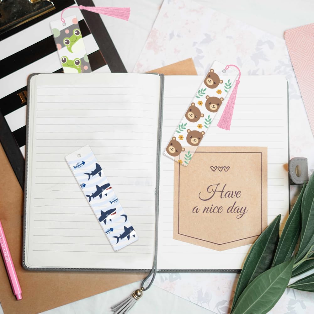 Peacoblue 30pcs UV DTF Bookmarks Transfer Stickers Wraps Cute Animals and Cartoons for Women Men Reading, Waterproof Bookmarkers Decal(No Blank Bookmarks) for Acrylic Plastic Metal Blank Bookmark