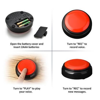 Red Record Buttons Recordable Button 30 Second Recording Buttons for Classroom Encouragement Words Desk Learning Record Daily Task