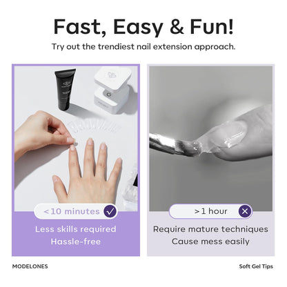 modelones 9 in One Gel Nail Glue Brush On Nail Glue 15 ml for Tips, Rhinestones, Base Coat, Blooming Art Gel Kit for Press on Nails Acrylic Tips U V Lamp Needed 2Pcs