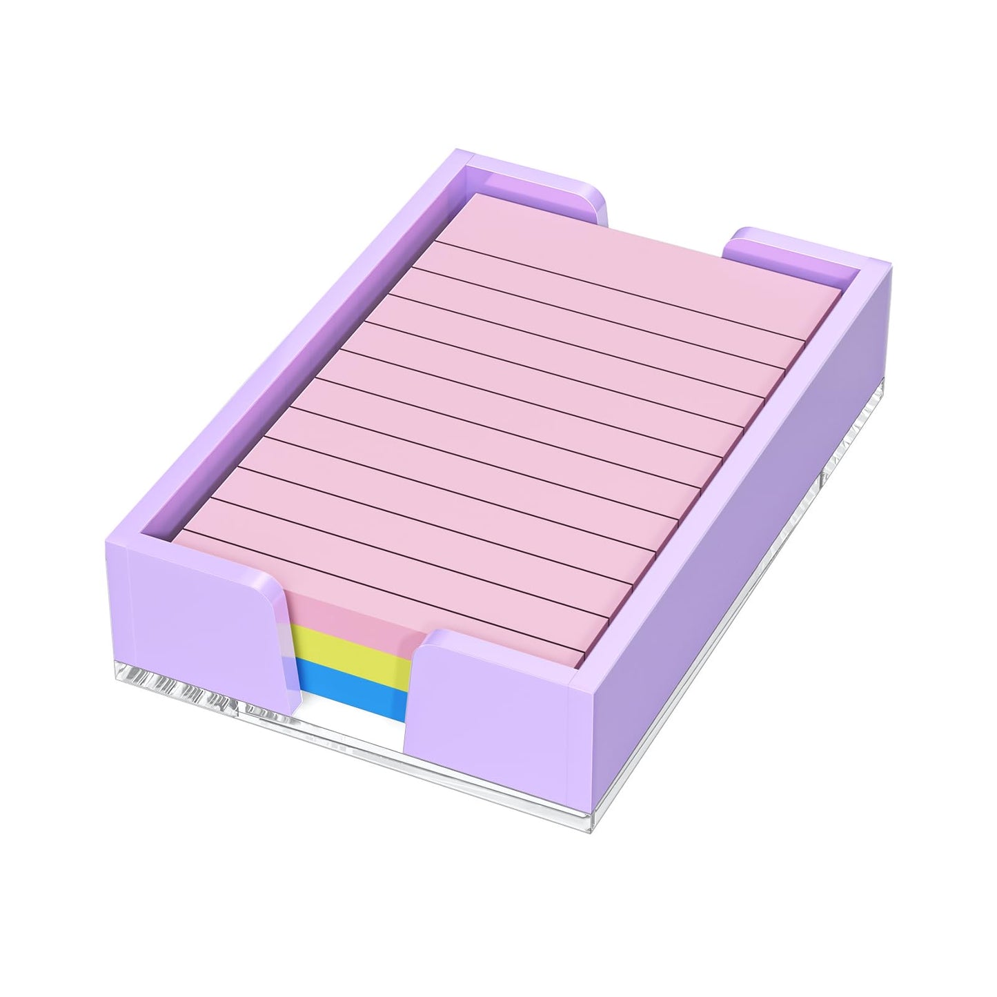 WINFFOR Acrylic Notepad Holder Dispenser - 4x6 in Sticky Note Memo Holder Self-Stick Note Pad Organizer (W/O Pads) Office Desk Accessories School Supplies, Purple