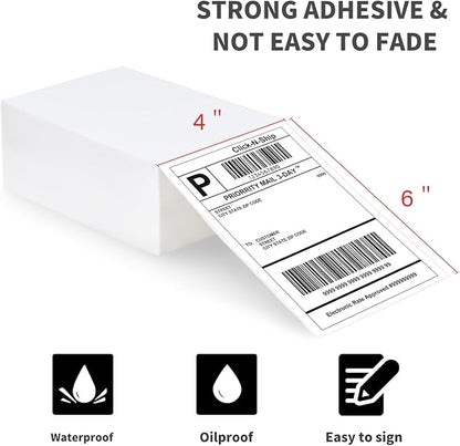 L LIKED 1000 4x6 Thermal Shipping Labels Fanfold, Direct Thermal Printer Labels Compatible with Zebra Rollo - Perforated Strong Adhesive
