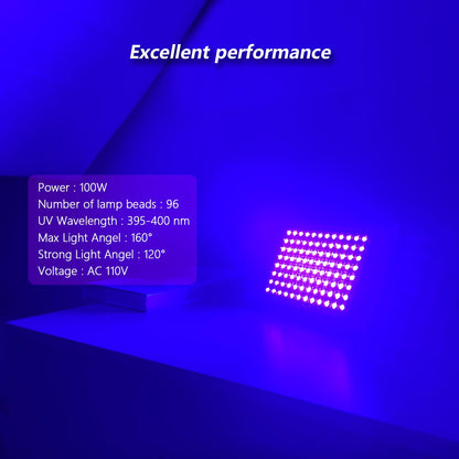 100W LED Black Light, Powerful UV Spotlight, IP66, 395nm UV Lamp for Christmas, Halloween Glow Party (1 Pack)