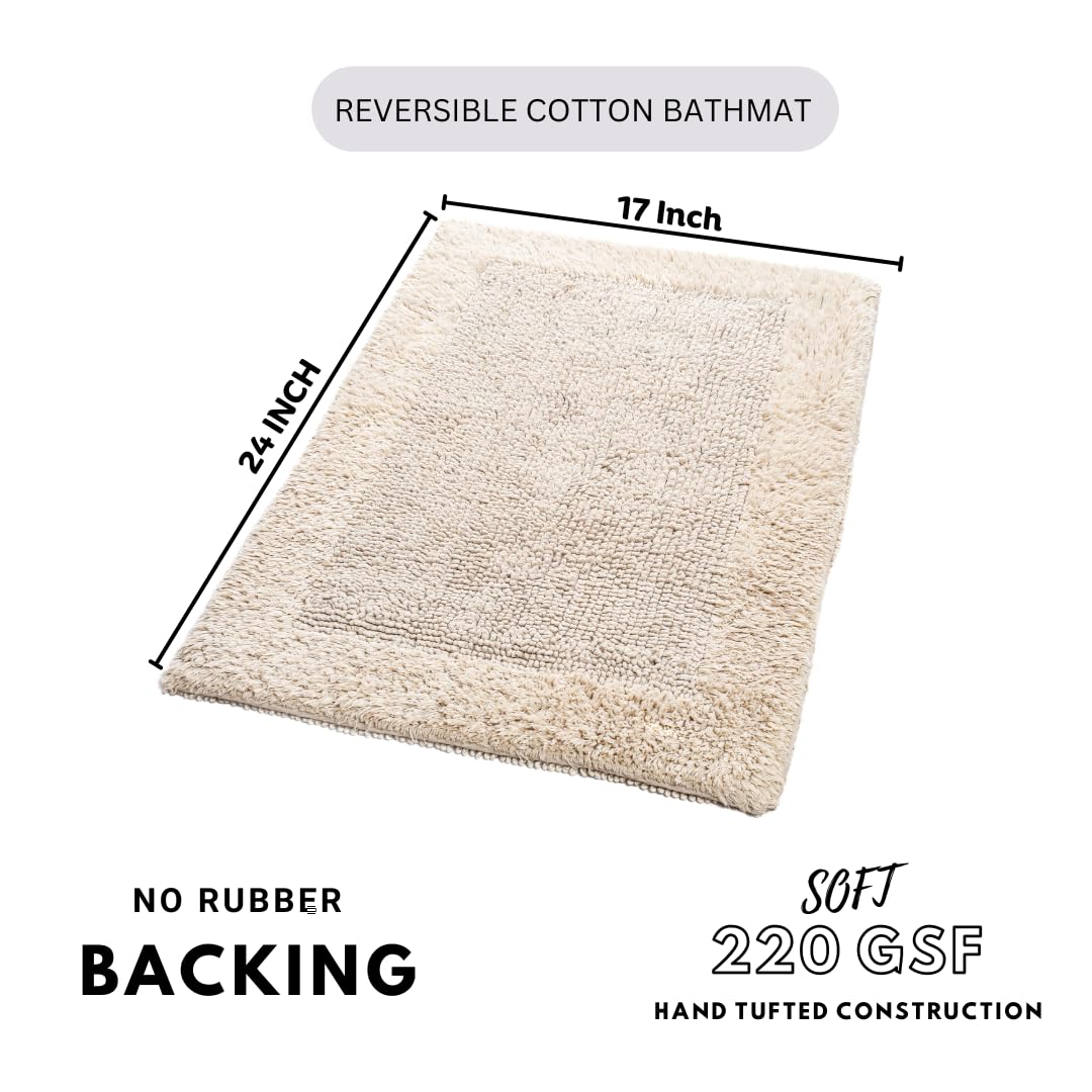 Savi Home Bath Mat Rug 17x24 Linen, 100% Pure Cotton Linen, Super Soft Bath Rug, Plush & Absorbent, Hand Tufted Heavy Weight Construction, Full Reversible Step Out Rugs