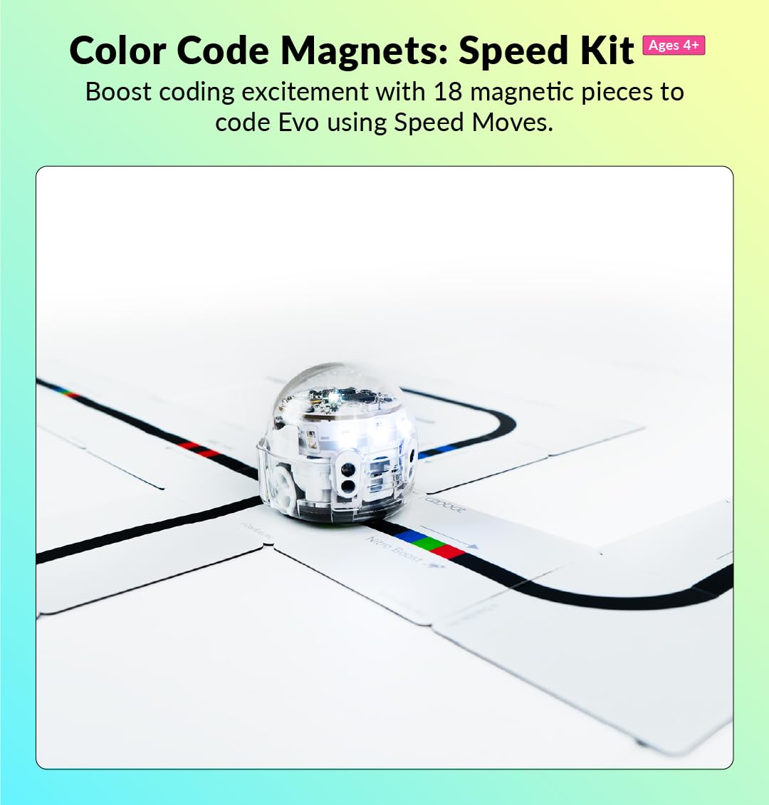 Ozobot Color Code Magnets Speed Kit, Interactive Coding Learning Tool for Kids Ages 3+, Enhances Logic & Problem Solving Skills, 18 Tiles, Evo & Color Codes Magnets Base Kit Required Not Included