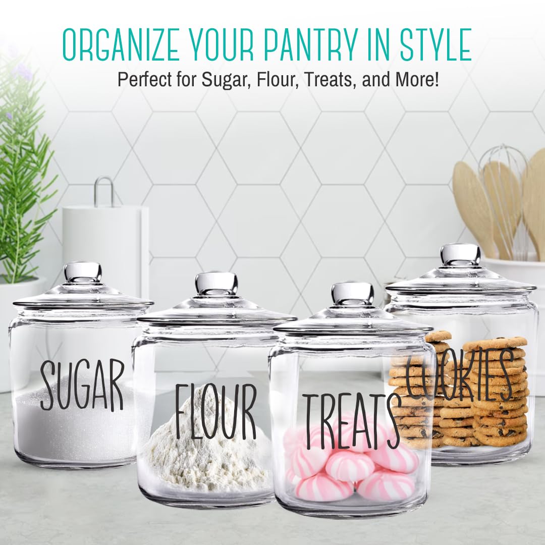 OUTSHINE 1 Gallon Cookie Jar for Kitchen Countertop| Airtight Glass Storage Jars for Candy, Coffee, Dog Treats| Large Glass Apothecary Jars with Lids| Large Food Storage Container for Kitchen, Pantry
