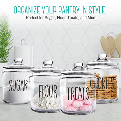 OUTSHINE 1 Gallon Cookie Jar for Kitchen Countertop| Airtight Glass Storage Jars for Candy, Coffee, Dog Treats| Large Glass Apothecary Jars with Lids| Large Food Storage Container for Kitchen, Pantry
