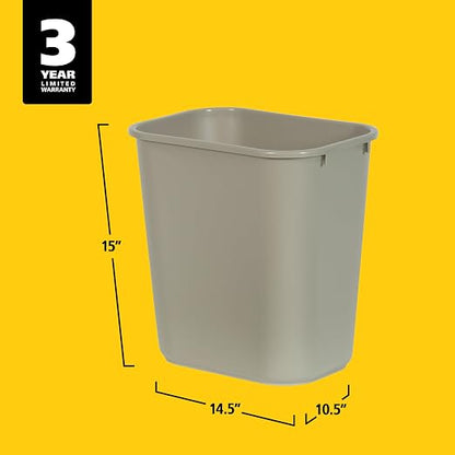 Rubbermaid Commercial Products Resin Wastebasket/Trash Can, 7-Gallon/28-Quart, Beige, Plastic, for Bedroom/Bathroom/Office, Fits Under Desk/Sink