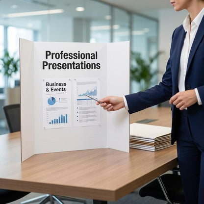 Trifold Poster Board, 24" x 16", White Corrugated Project Boards for Science Fairs, Event Displays, and Business Presentations，School Projects,3-Pack