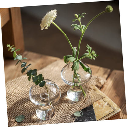 SOLUSTRE 2Pcs Mushroom Shaped Glass Vase Decorative Hydroponic Flower Pot for Home and Office Terrarium for Plant Propagation Stylish Indoor Decor