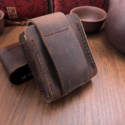 Berfea Lighter Case Cover Pouch Genuine Leather Lighter Belt Sheath Holder Protective Holster Compatible with Zippo Lighter