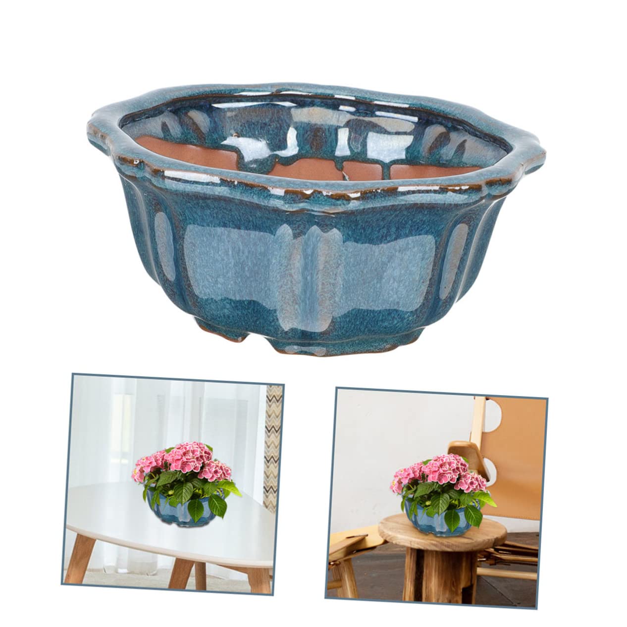 BCOATH Ceramic Succulent Pot Planter with Drainage Orchid Planting Container for Indoor and Outdoor Use for Succulent and Orchid Plants Durable Ceramic Design