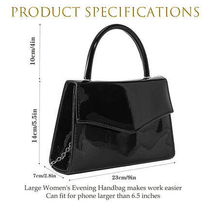 BYWAUQI Evening Clutch Purses for Women Patent Leather Purse Black Clutch for Formal Prom Wedding Party Brida Cocktail(Black)