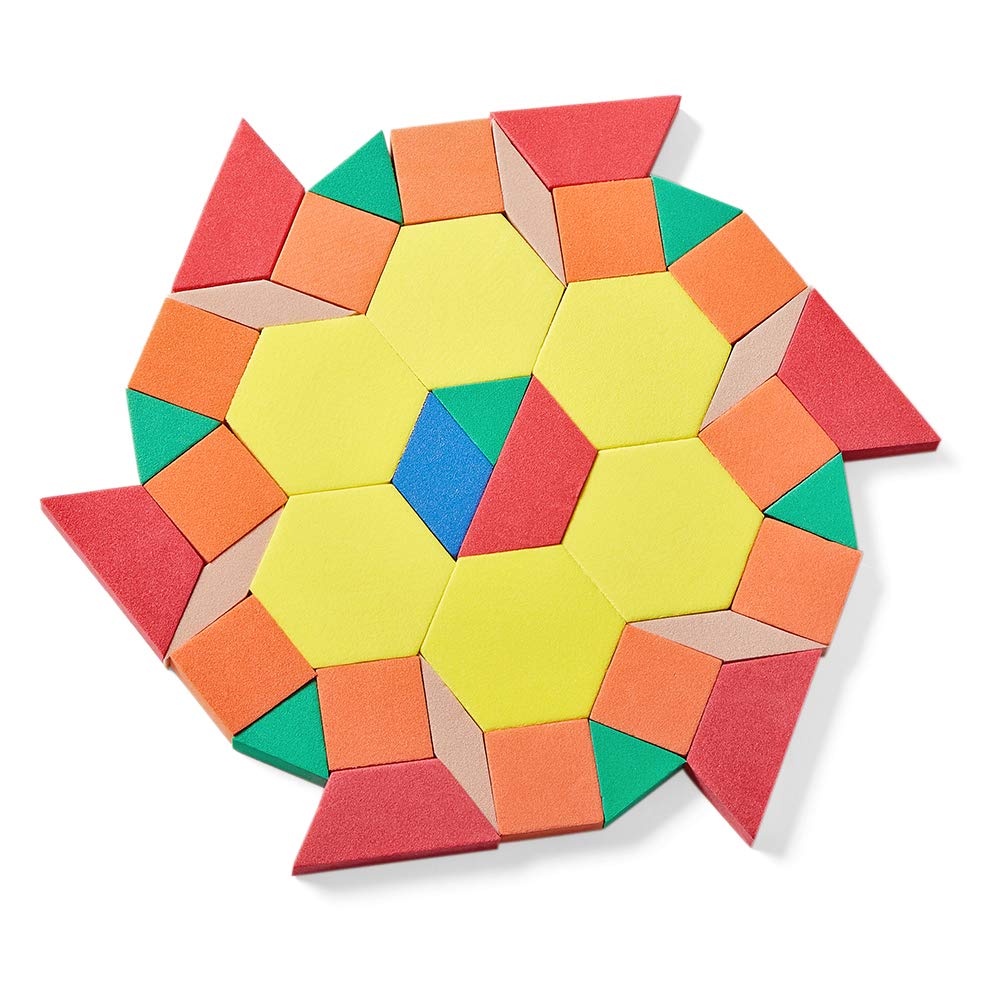 hand2mind Foam Pattern Blocks Set, Geometric Manipulatives and Sorting Shapes for Preschool and Kindergarten, Set of 250