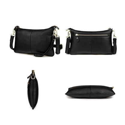Artwell Genuine Leather Clutch Wallet For Women Wristlet Envelop Crossbody Purse Card Shoulder Bag (Black)