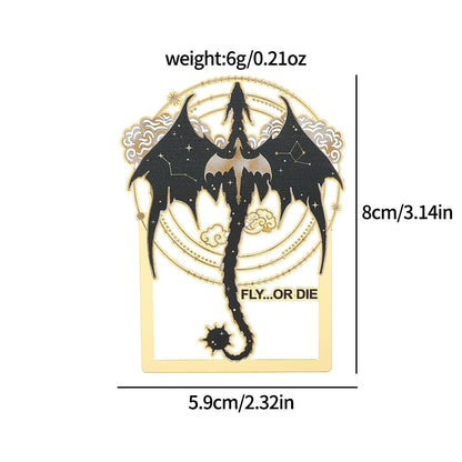 Fantasy Fourth Wing Dragon Bookmark - Cute Metal Bookmark Combines Dragons, Swords, Glow-in-The-Dark Feathers Elements, a Collectible Gift for Novel Fans Book Lover(2pcs Style B)