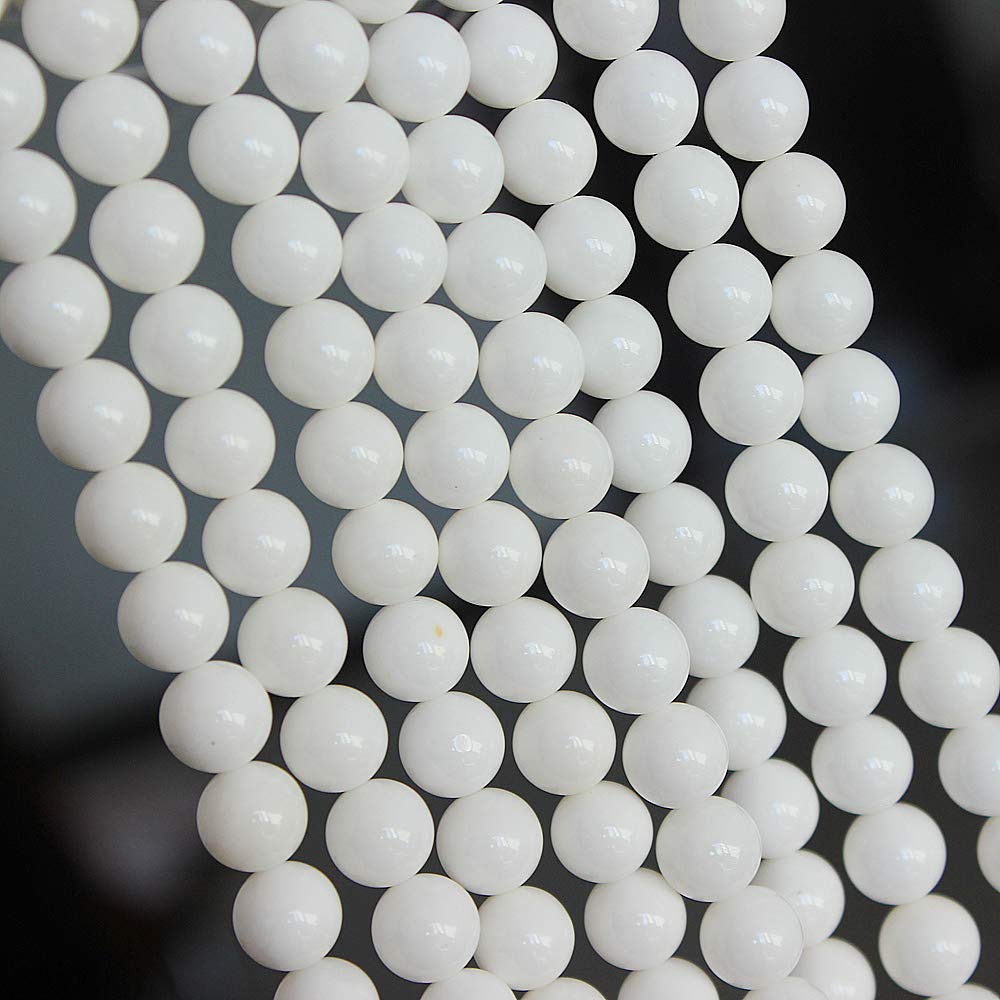 MJDCB 7A Natural Deep Sea White Shells Round Stone Beads for Jewelry Making DIY Bracelet Necklace (12mm)