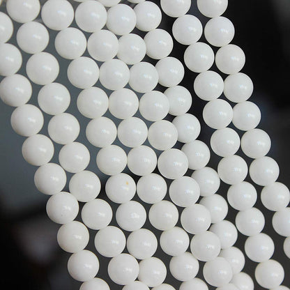 MJDCB 7A Natural Deep Sea White Shells Round Stone Beads for Jewelry Making DIY Bracelet Necklace (8mm)