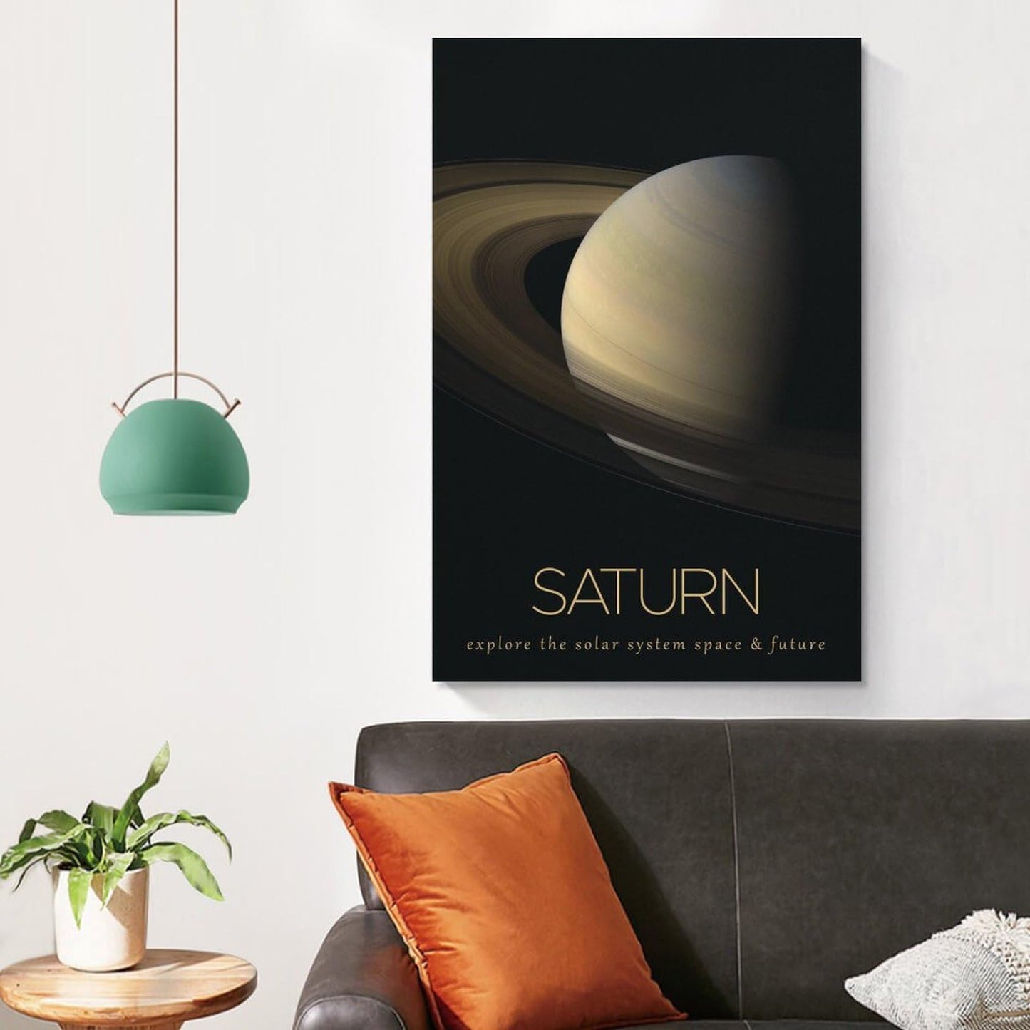 LGDSBHH Minimalist Saturn Solar System Canvas Wall Art - Educational Space Planet Poster - Science Classroom & Kids Bedroom Decor - 12x18 Inch (Unframed)