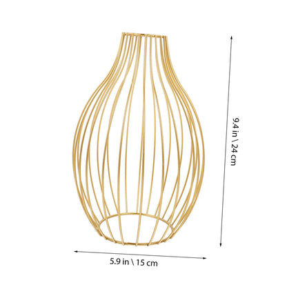 ABOOFAN Vase Gold Decor Plant Decor Home Decor Pots for Plants Terrarium Metal Flower Pot Hydroponic Planter Glass Tube Planter Simple Flowerpot Bracket Frame Container Wrought Iron, 24X15X15CM