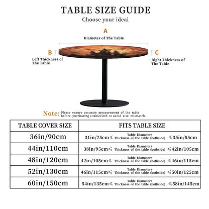 COTAIL Round Fitted Tablecloth with Elastic Edge Design Table Cover Waterproof Table Cloth Stain-Resistant for 32"-36" Round Table for Dining, Picnic, Party, Decor, Outdoor, Halloween
