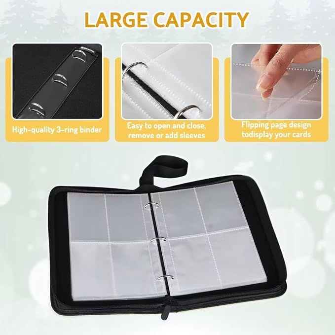 Basketball Card Binder Holder 480 Pockets with 60 Removable Sleeves, Portable Sports Trading Cards Binder Album Collector Organizer Protectors with Zipper,Waterproof