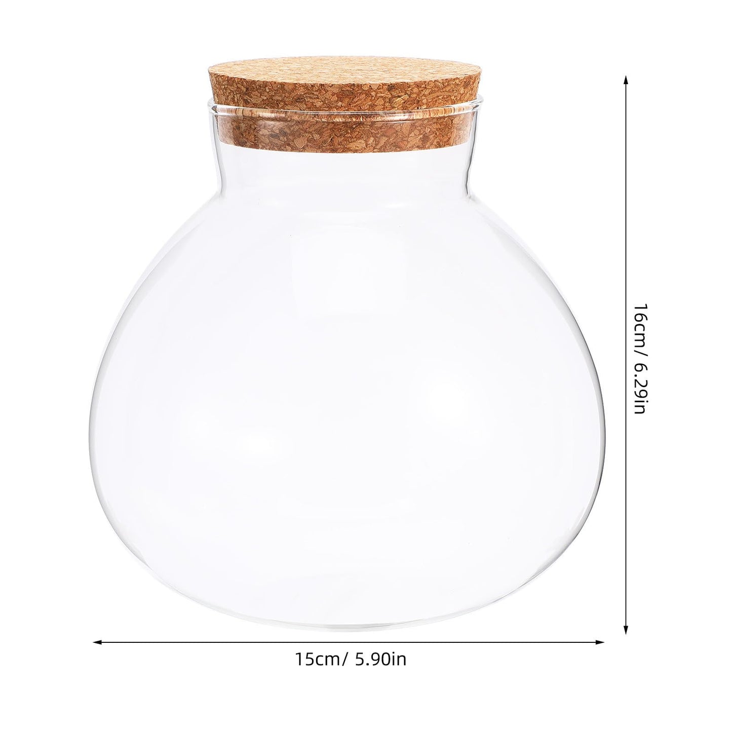 SEWACC Glass Terrarium Jar with Cork Lid, 6 Inch Round DIY Microlandscape Bottle for Plant Terrarium Decor and Airtight Storage, Home Office Kitchen Use