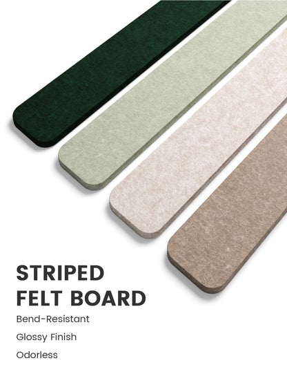 Fluxynara Cork Board Alternative Felt Strip Board 8-Pack 13"x2", Office Pin Board with 50 Push Pins, Adhesive Install for Bedroom Door & Home Office (Nordic Moss)