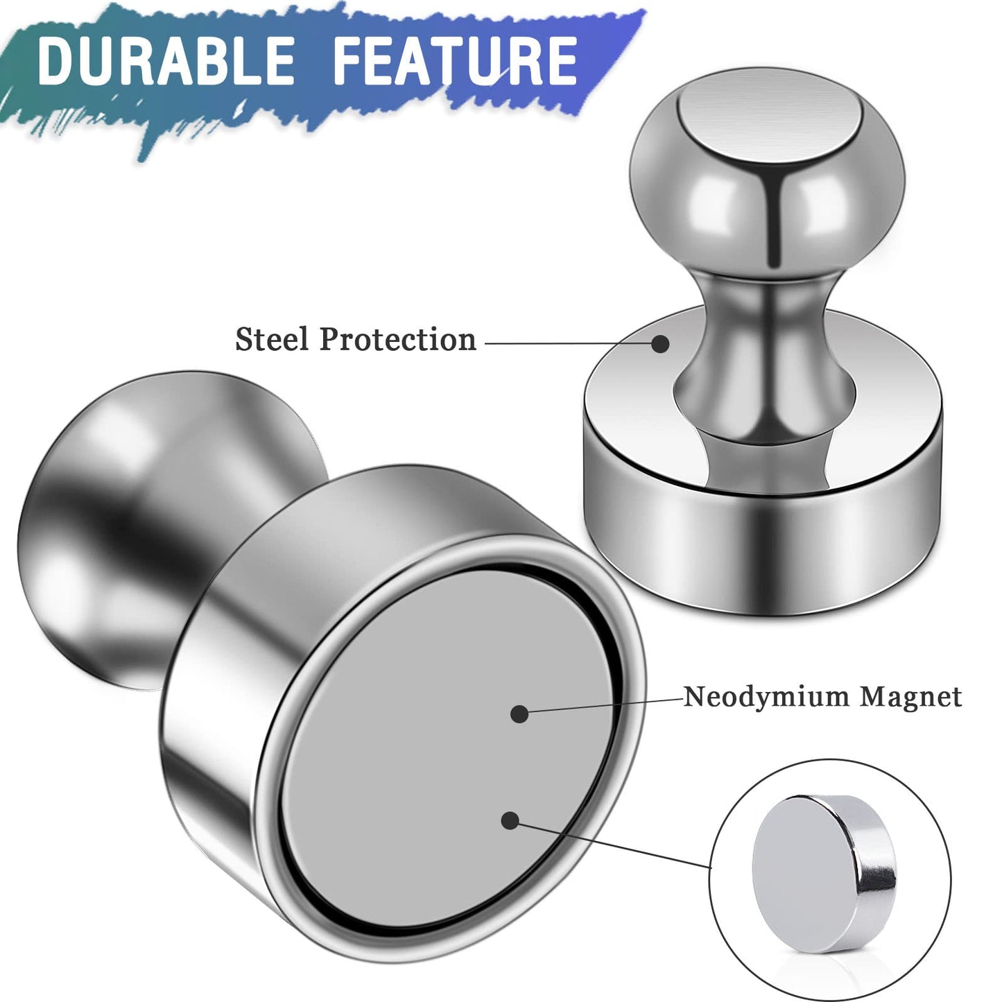 MAGXCENE 50 Pack Fridge Magnets, Small Strong Refrigerator Neodymium Magnets for Whiteboard, Office, Classroom, Kitchen, Adults, Home