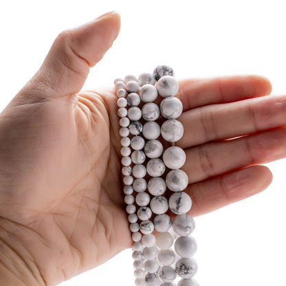 BEADIA Natural White Howlite Stone Round Loose Semi Gemstone Beads for Jewelry Making 4MM 89PCS