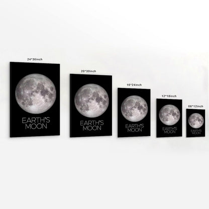 Solar System Planets Canvas Wall Art - Moon Planet Space Poster for Kids Room Bedroom Classroom, STEM Educational Astronomy Decor, Science Gift for Boys Girls, 12x18 Inch Framed