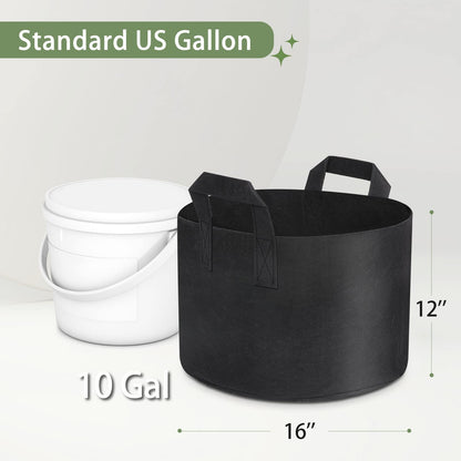 GreatBuddy Grow Bags 10 Gallon 12-Pack, Heavy Duty Fabric Grow Bags with Handles for Vegetables, Herbs, and Tomatoes, Fabric Pots & Planting Bags for Outdoor Home Gardening