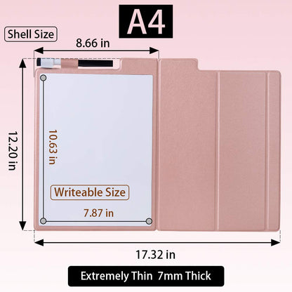 CRCHOM 9x12 Inch Small Dry Erase Board, Pink Desktop Whiteboard with Stand & PU Cover, Magnetic Portable Mini Dry Erase Board, Notebook Easel White Board for Desk, Office, Home, School
