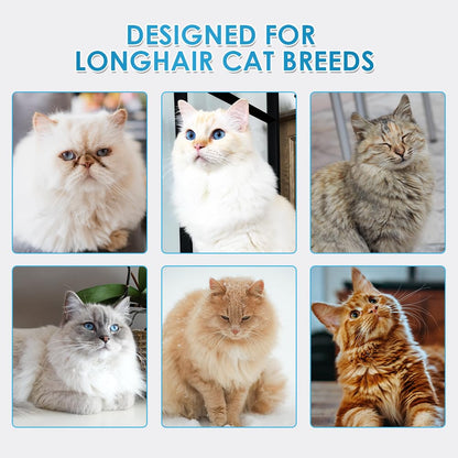 Mooncat Waterless Shampoo & Brush Kit for Longhair Cats | Complete Grooming System for Detangling, Deshedding & Matted Fur | Licking Safe No-Rinse Foam with Gentle Silicone Massager - Made in Taiwan