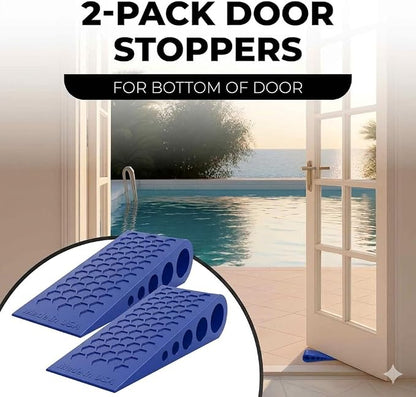Door Stoppers Blue-6 Pack for Bottom of Door Premium Floor Rubber Door Stop Wedge Made in USA Heavy Duty Honeycomb Design for Carpet, Tile, Ideal for Home, School, Commercia